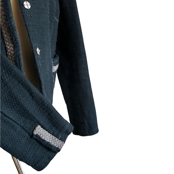 AEO Navy Thick Cotton Crew Neck Snap Front Raw Edge Cardigan Clueless Preppy - Picture 11 of 15